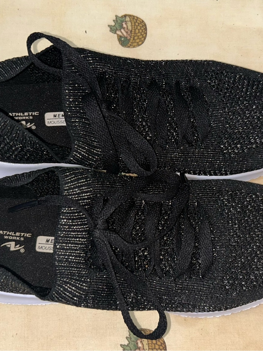 Black Athletic Works Knit Slip-On Sneakers with Metallic Thread